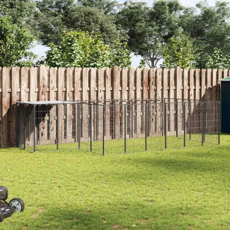 Kojec dla psa, czarny, 8,47 m², stalowy