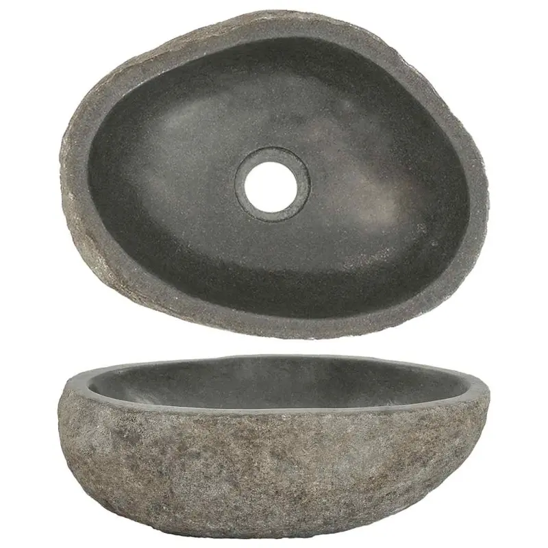Umywalka z kamienia rzecznego, owalna, (29-38)x(24-31) cm