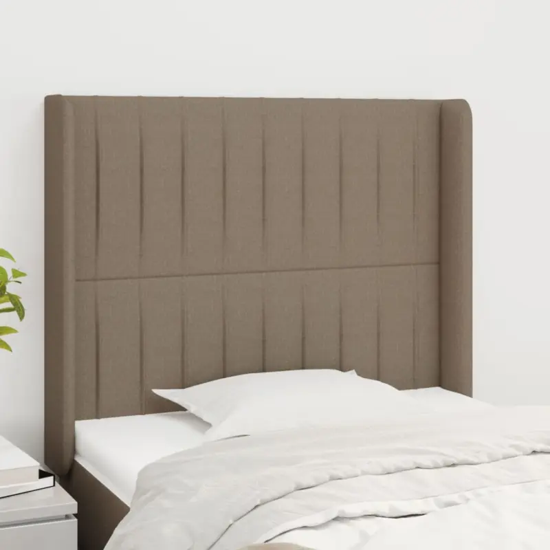 Zagłówek uszak, taupe, 93x16x118/128 cm, tkanina