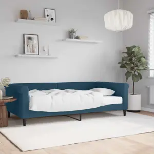 Sofa z materacem do spania, niebieska, 100x200 cm, aksamit
