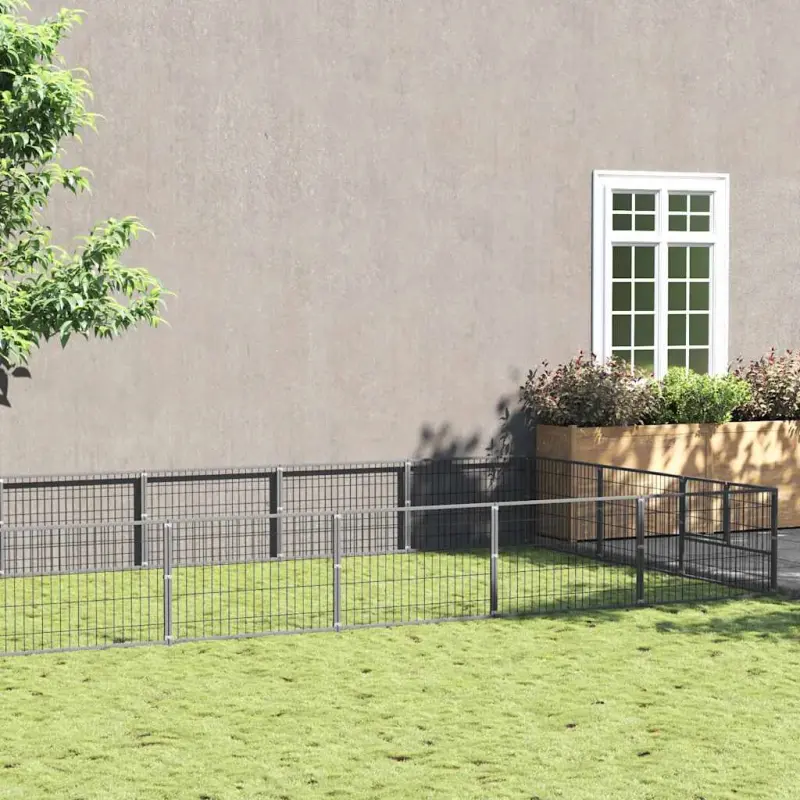 Kojec dla psa, srebrny, 18 m², stalowy