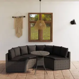 5-częściowa sofa do ogrodu, z poduszkami, polirattan, szara