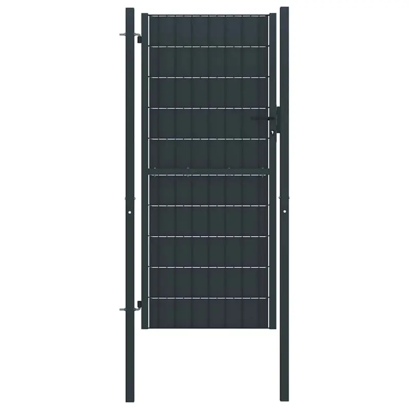 Brama ogrodzeniowa PVC i stalowa 100x124 cm Antracyt
