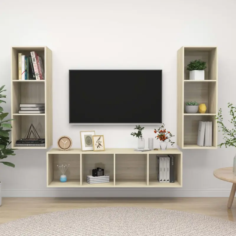 3-cz. zestaw szafek TV, dąb sonoma, materiał drewnopochodny
