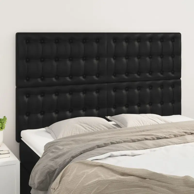 Zagłówek czarny 144x5x118/128 cm skóra ekologiczna