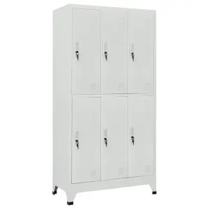 Zamykana szafka o 6 przegrodach, stalowa, 90x45x180 cm, szara
