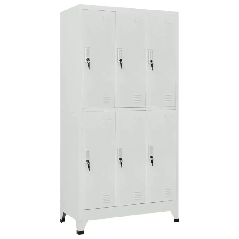 Zamykana szafka o 6 przegrodach, stalowa, 90x45x180 cm, szara
