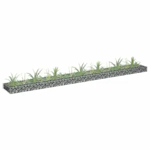 Podwyższona donica gabionowa, galwanizowana stal, 270x30x10 cm