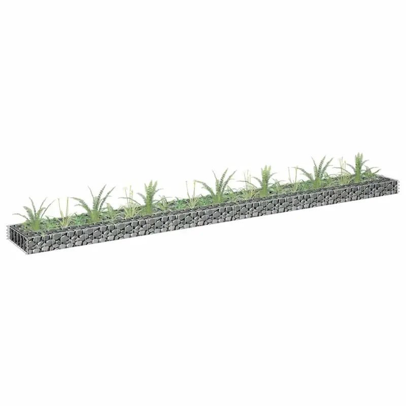 Podwyższona donica gabionowa, galwanizowana stal, 270x30x10 cm