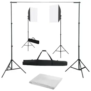 Fotograficzny zestaw studyjny z lampami softbox i tłem