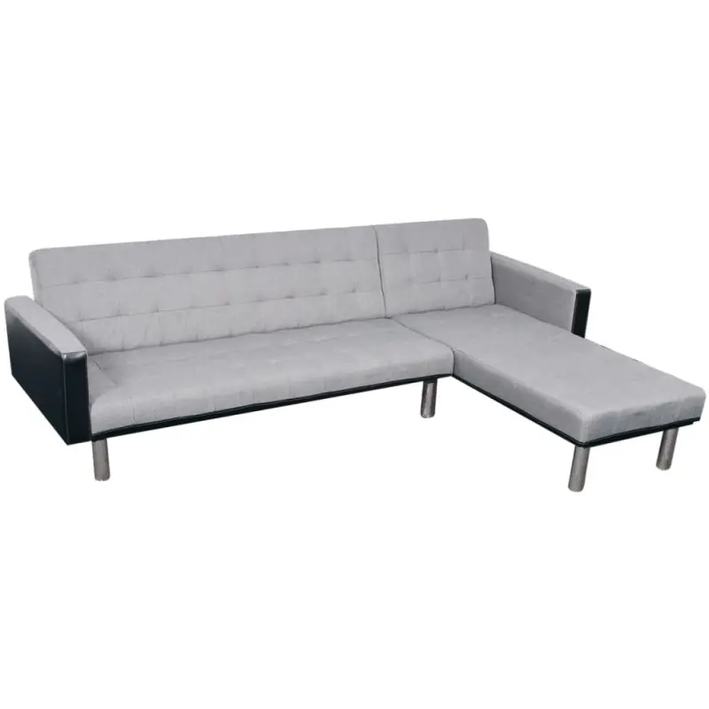 L-kształtna sofa rozkładana Tkanina Czarny i szary