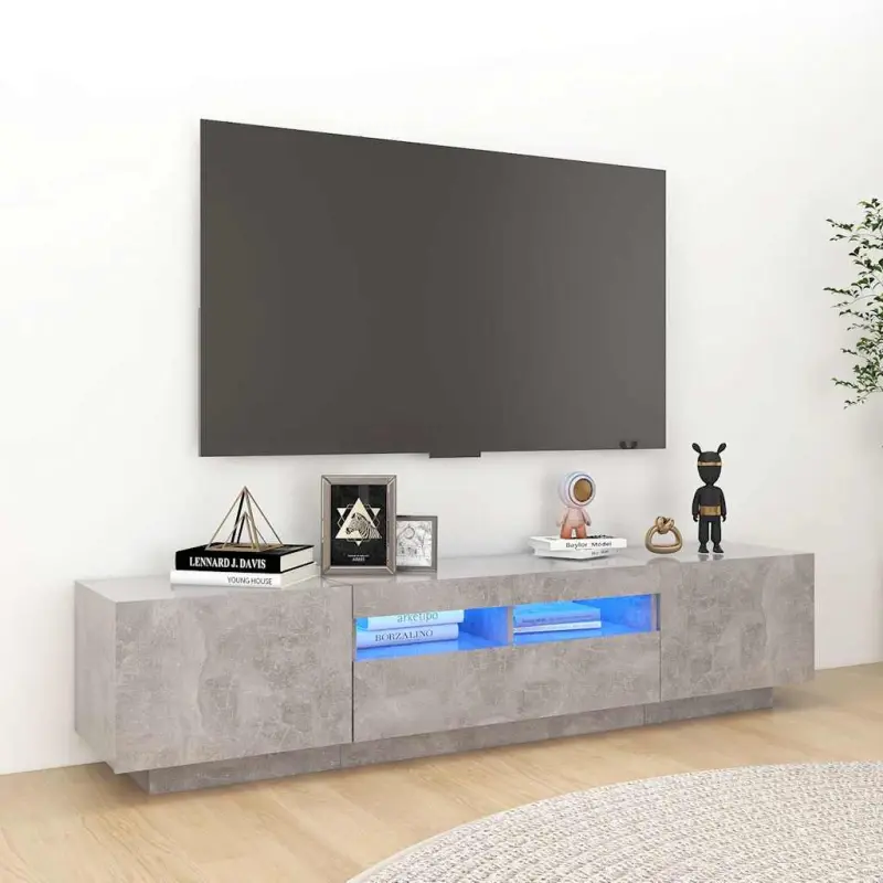 Szafka TV z oświetleniem LED, szarość betonu, 180x35x40 cm