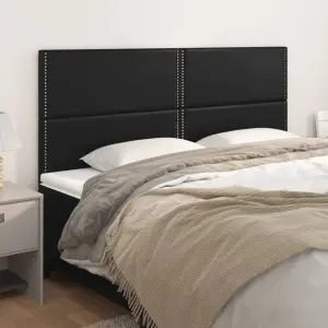 Zagłówek czarny 200x5x118/128 cm skóra ekologiczna
