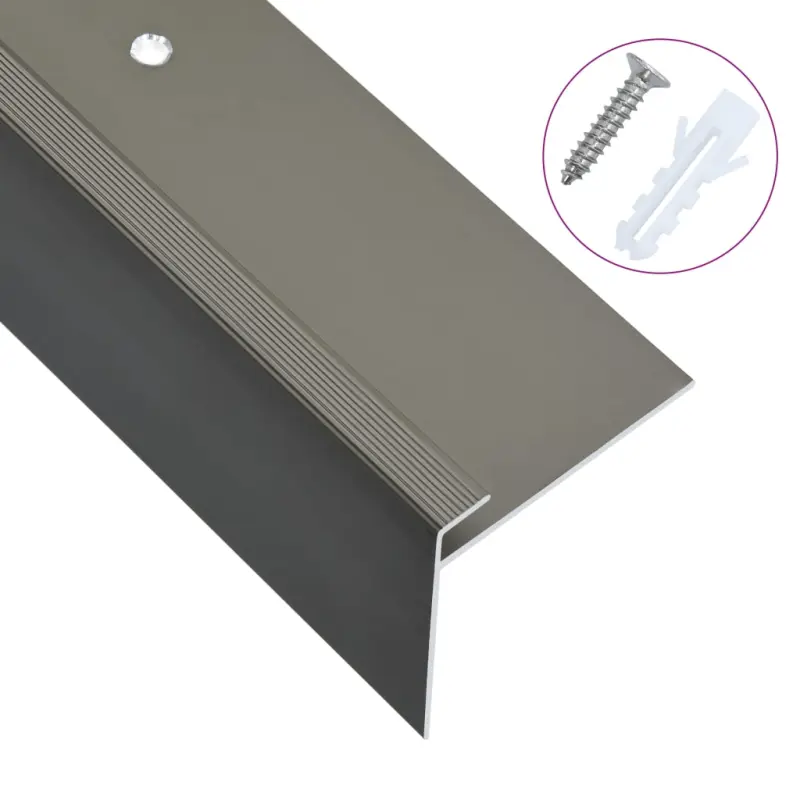 Profile schodowe, kształt F, 15 szt., aluminium, 134 cm, brąz