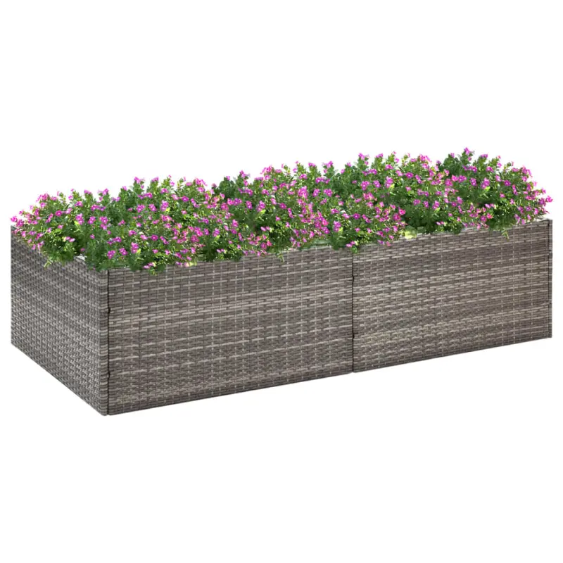 Donica ogrodowa, szara, 157x80x40 cm, rattan PE