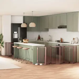 Składana bramka dla psa, z drzwiami, 12 paneli, brązowa, 600 cm