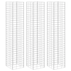 Wysokie donice gabionowe, 3 szt., 30x30x200 cm, żelazo