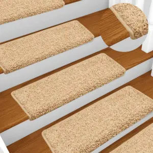 Maty na schody 15 szt. 65x21x4 cm Kremowe, prostokątne krawędzie