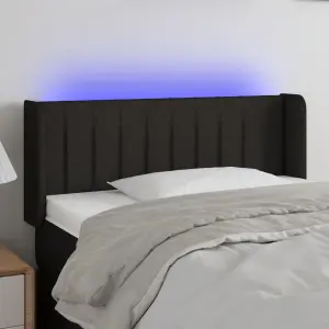 Zagłówek do łóżka z LED, czarny, 93x16x78/88 cm, tkanina