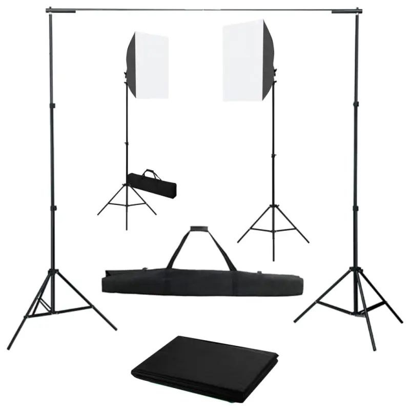 Fotograficzny zestaw studyjny z lampami softbox i tłem