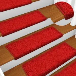 Maty na schody 15 szt. 65x21x4 cm Czerwone prostokątne krawędzie