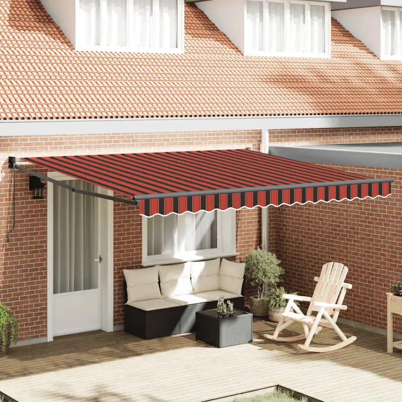 Zwijana markiza, pomarańcz i brąz, 4x3 m, tkanina i aluminium
