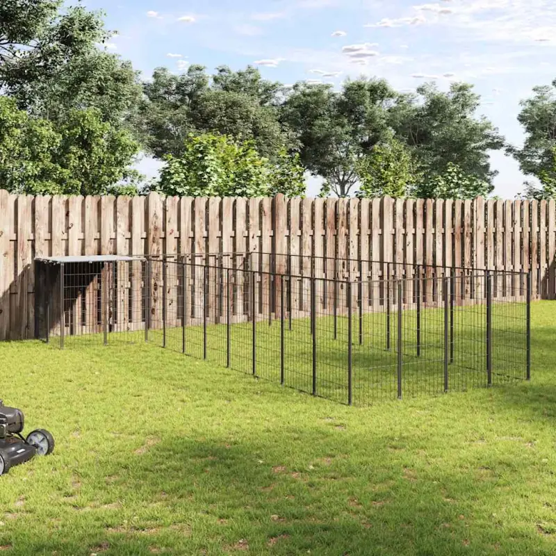 Kojec dla psa, czarny, 13,31 m², stalowy