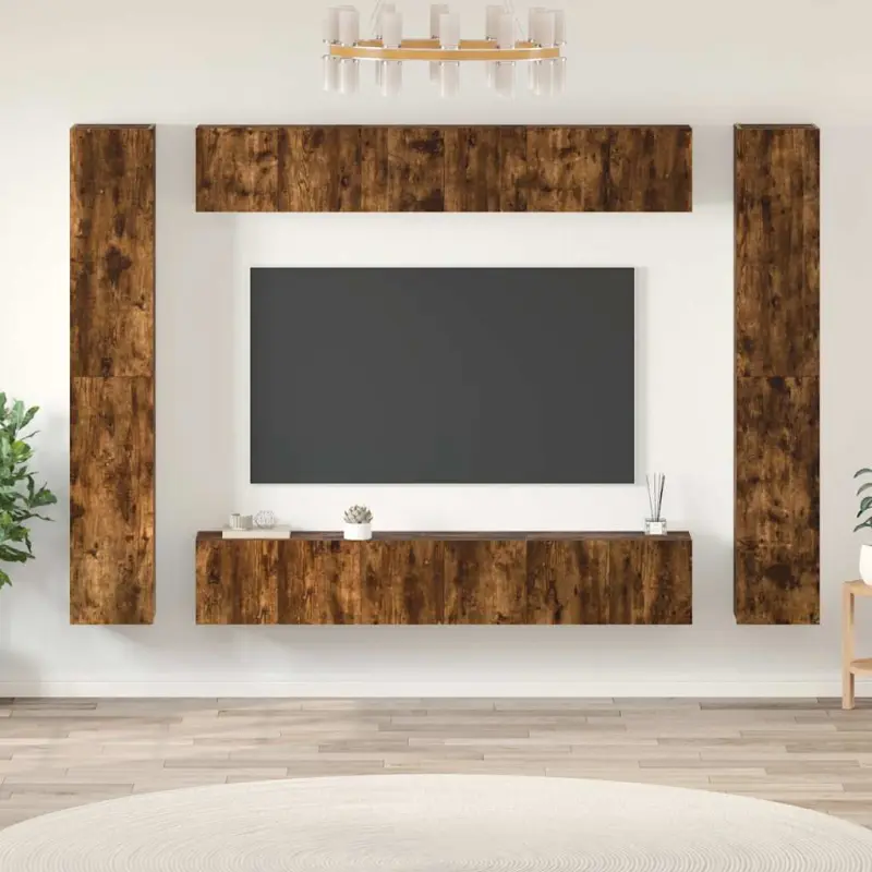 Zestaw 10 szafek TV, przydymiony dąb, materiał drewnopochodny