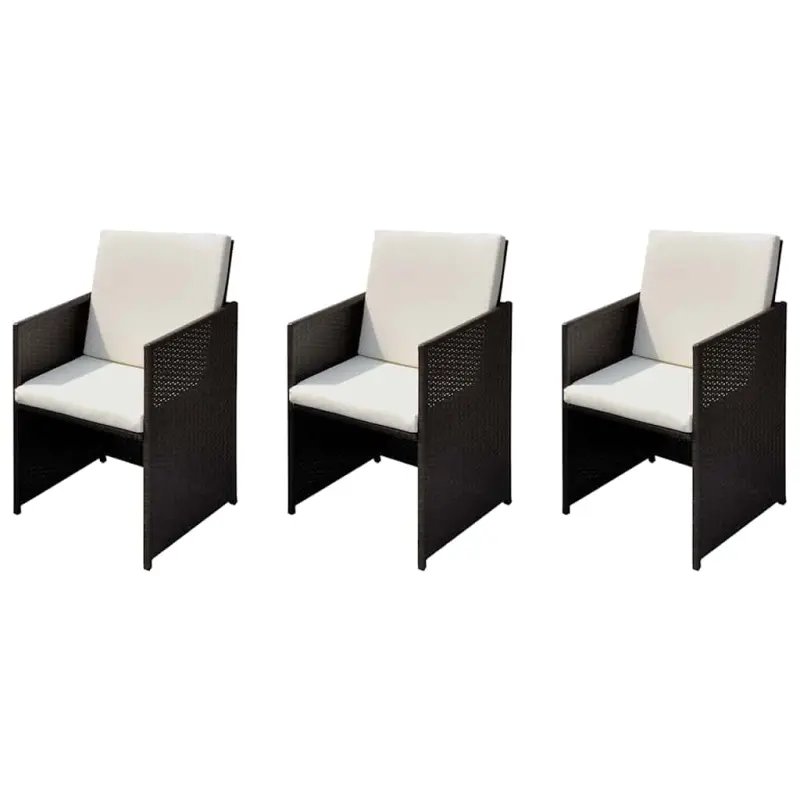 Krzesła ogrodowe 3 szt. Brązowy 56 x 52 x 87 cm Polirattan