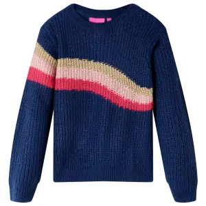 Sweter dziecięcy z dzianiny, granatowy, 140