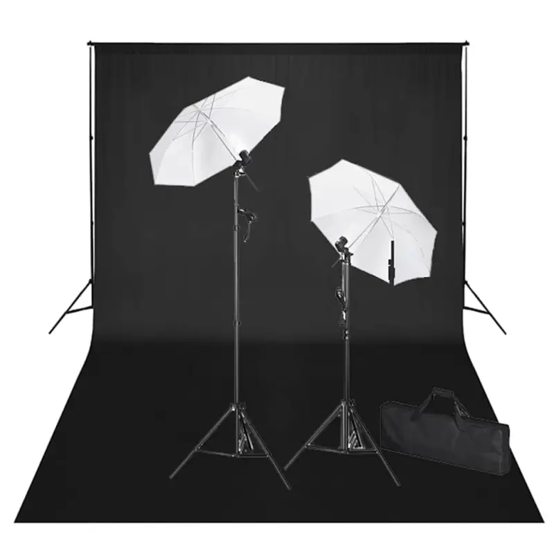 Zestaw do studia fotograficznego: czarne tło 6 x 3 cm i światła