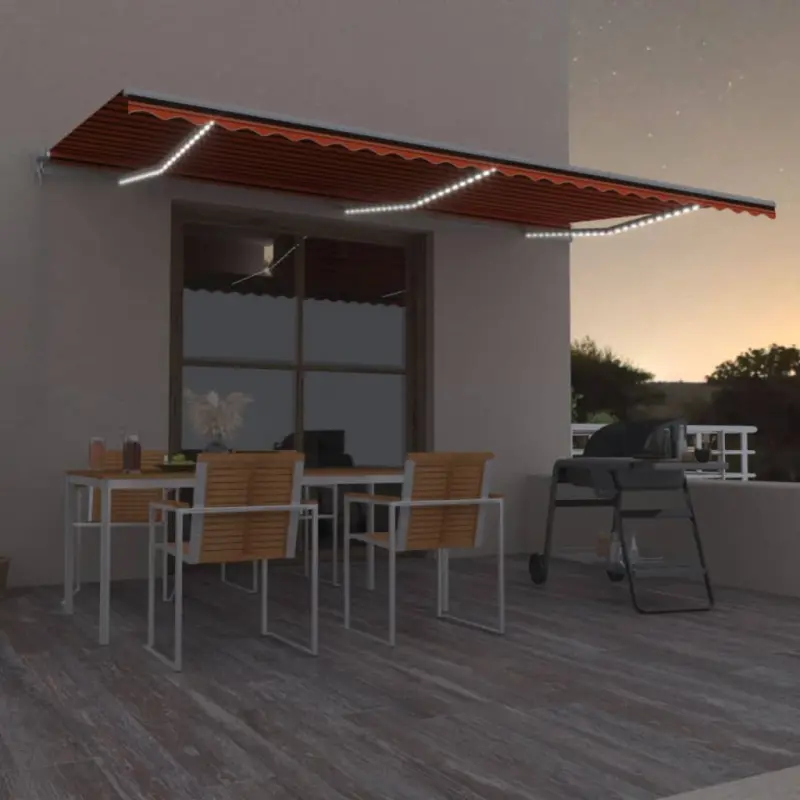 Ręcznie zwijana markiza z LED, 600x300 cm, pomarańczowo-brązowa