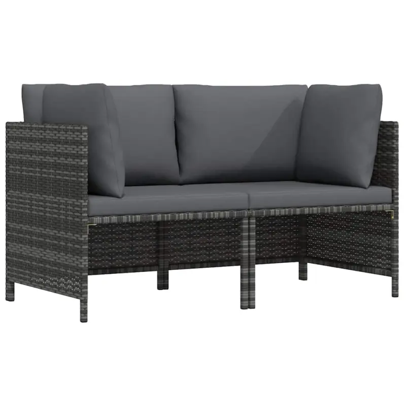 2-osobowa sofa ogrodowa z poduszkami, polirattan, szara