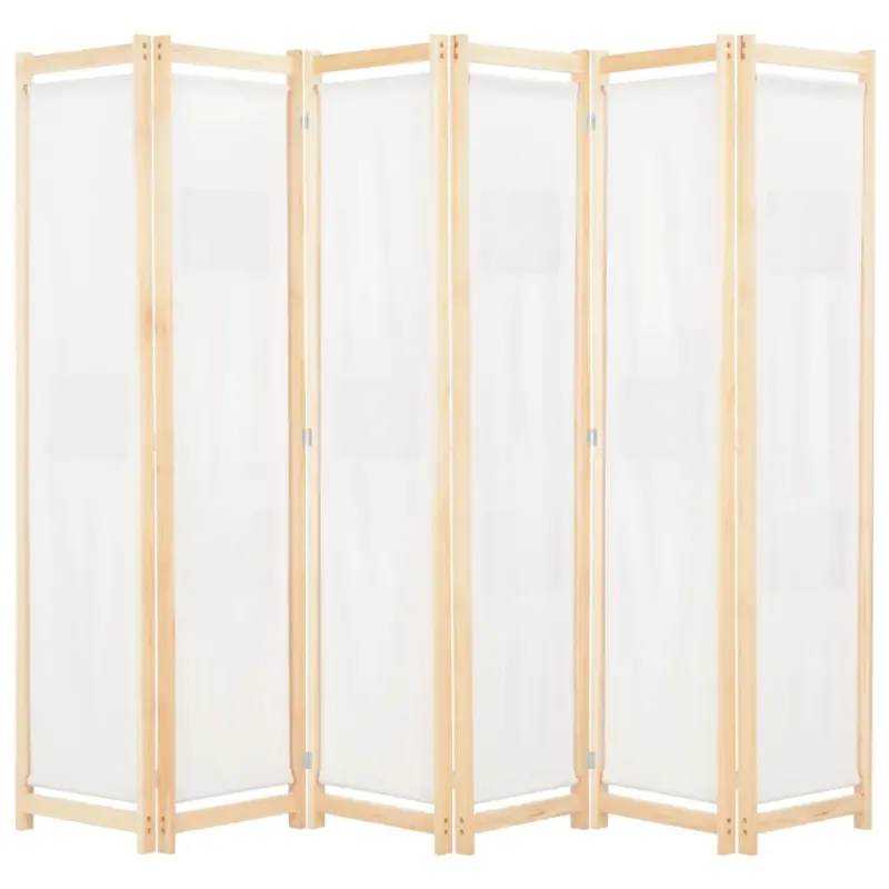 Parawan 6-panelowy, kremowy, 240 x 170 x 4 cm, tkanina
