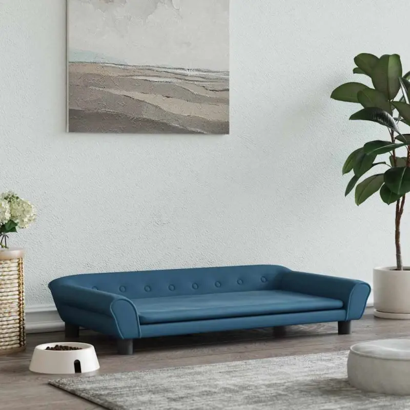 Legowisko dla psa, niebieskie, 100x50x21 cm, aksamitne