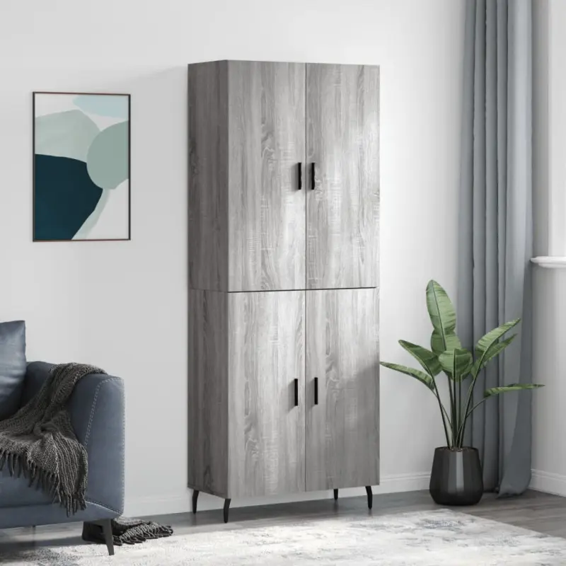 Witrynka szary dąb sonoma 69,5x34x180cm materiał drewnopochodny