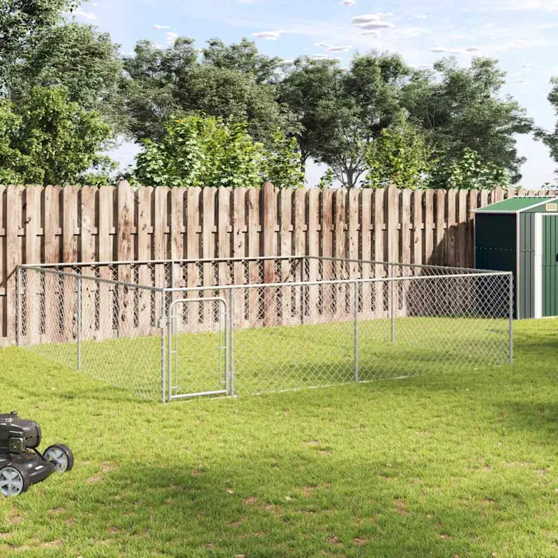 Kojec dla psa, galwanizowana stal, 4 x 4 x 1 m