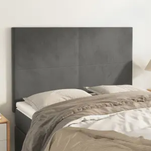 Zagłówek ciemnoszary 144x5x118/128 cm aksamit