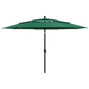 3-poziomowy parasol na aluminiowym słupku, zielony, 3,5 m