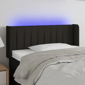 Zagłówek do łóżka z LED, czarny, 103x16x78/88 cm, tkanina