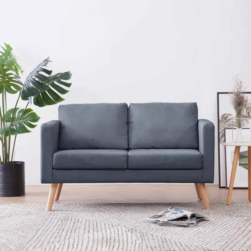 Sofa 2-osobowa, materiałowa, ciemnoszara