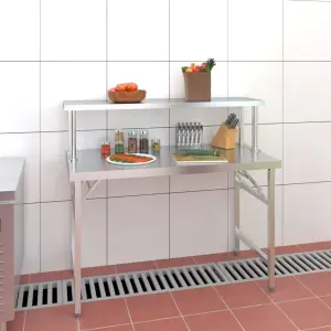 Kuchenny stół roboczy z półką, 120x60x115 cm, stal nierdzewna