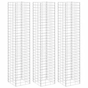 Wysokie donice gabionowe, 3 szt., 30x30x150 cm, żelazo