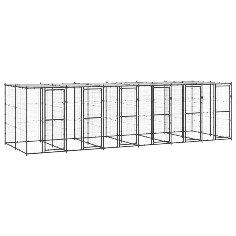 Kojec dla psa, z zadaszeniem, stalowy, 14,52 m²