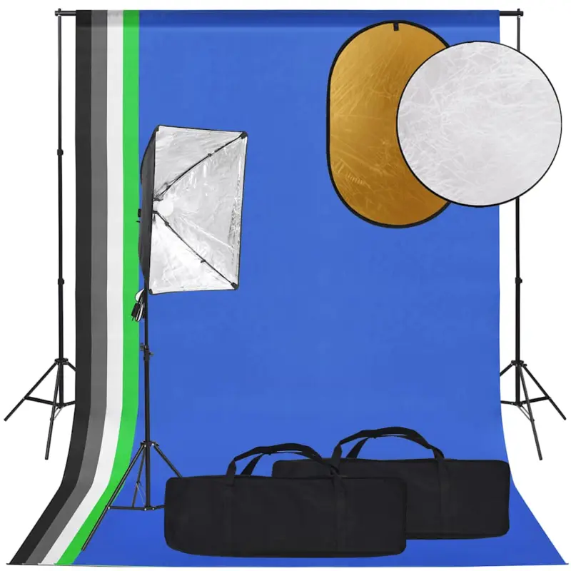 Zestaw studyjny z lampą softbox, tłami i blendami