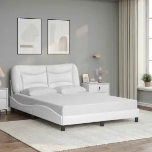 Rama łóżka bez materaca, Hvar, biała, 140x200cm, obita sztuczną skórą