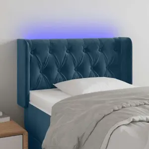 Zagłówek do łóżka z LED, ciemnoniebieski 83x16x78/88cm, aksamit