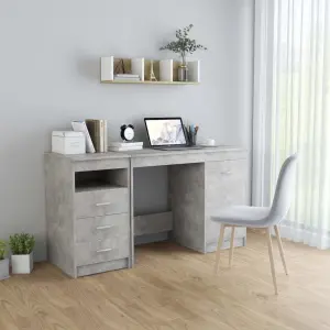 Biurko, szarość betonu, 140x50x76 cm, materiał drewnopochodny