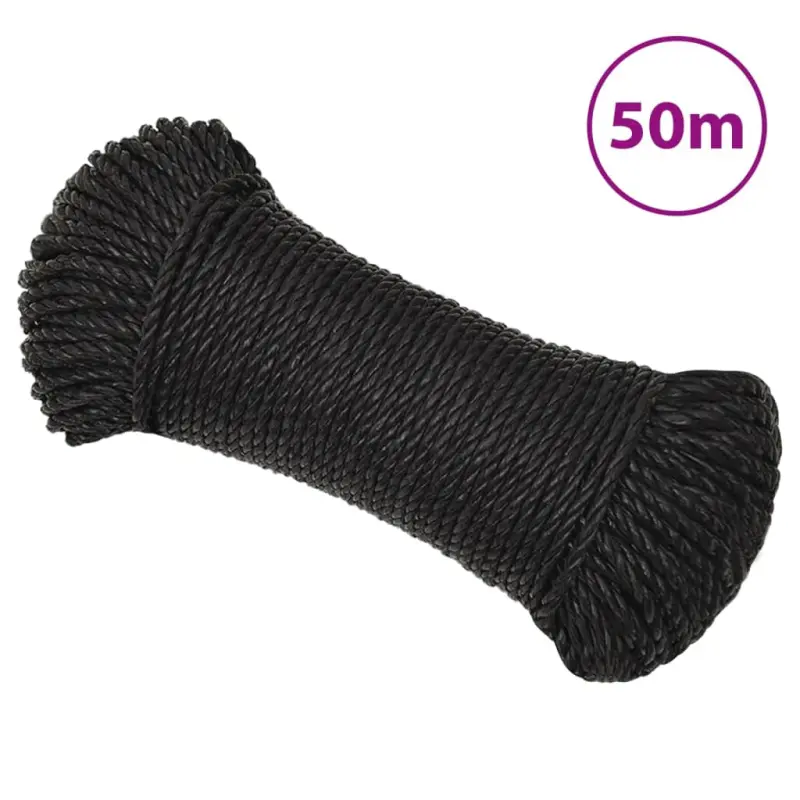 Linka robocza, czarna, 8 mm, 50 m, polipropylen