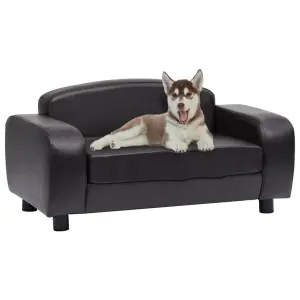 Sofa dla psa, brązowa, 80x50x40 cm, sztuczna skóra